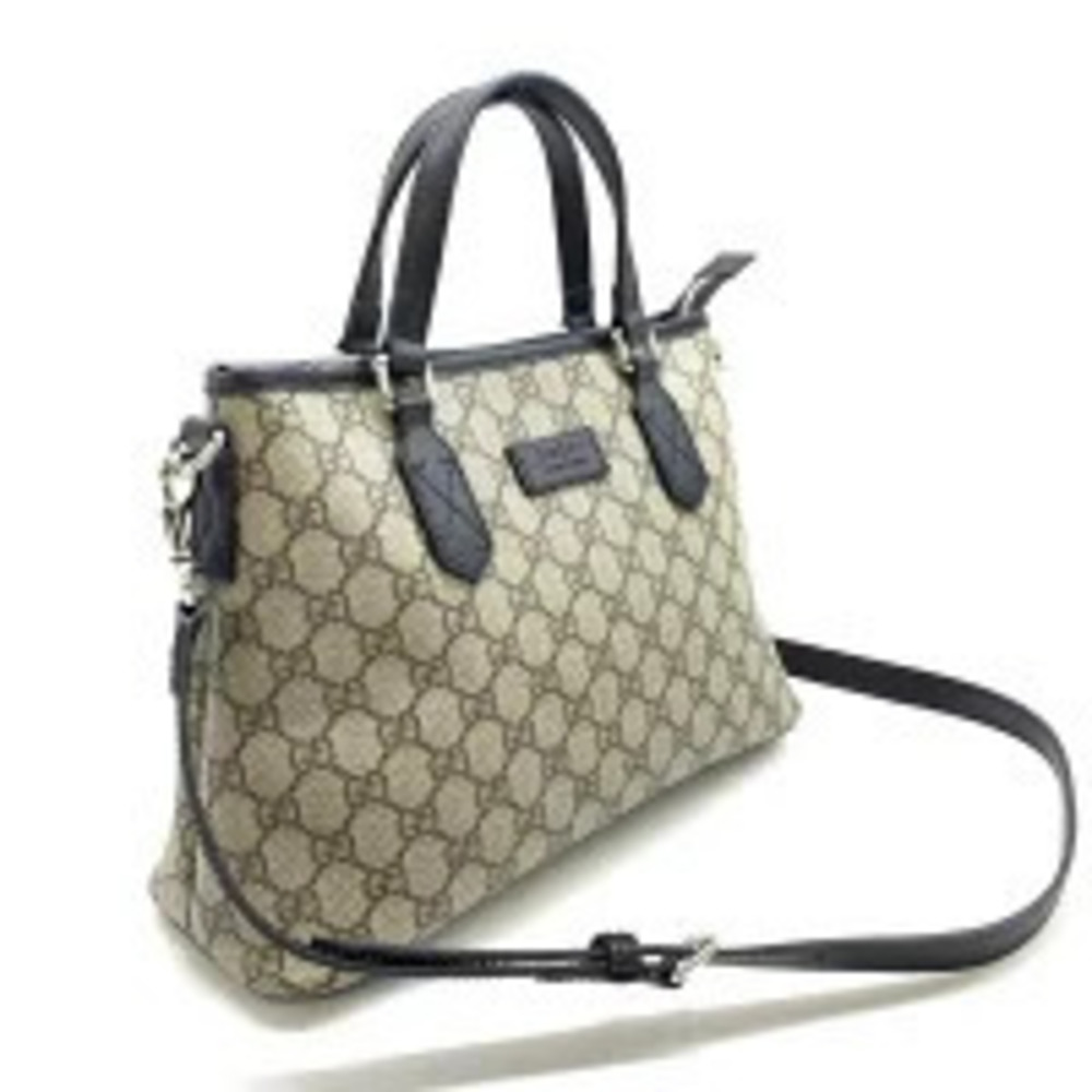 Gucci Handbag Supreme Black Beige Shoulder GG Leather